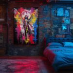 ANRUOXI Fantasy Angel With Wings Graffiti Wall Art, Digital Download Canvas Print, Colorful Graffiti Angel Picture Wall Decor, Urban Graffiti Poster, Street Pop Artwork for Room Wall 18" Wx24 H - Image 3
