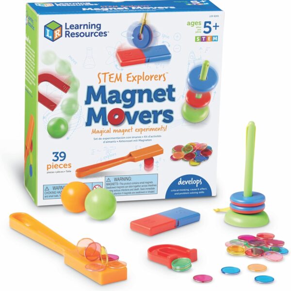 Learning Resources STEM Explorers -Ages 5+, Magnet Movers, Critical Thinking Skills, STEM Certified Toys, Magnets Kids,Magnet Set,Back to School Supplies,39 Pieces