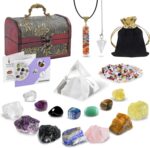 Crystals and Healing Stones, 21 Pcs Healing Crystals Set, 7 Chakra Crystal Stones Set Real Natural Raw Selenite Pyramid Reiki Energy Meditation Chakra Kit with Wooden Box, Crystal Gifts Set for Women