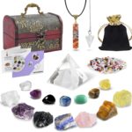 Crystals and Healing Stones, 21 Pcs Healing Crystals Set, 7 Chakra Crystal Stones Set Real Natural Raw Selenite Pyramid Reiki Energy Meditation Chakra Kit with Wooden Box, Crystal Gifts Set for Women