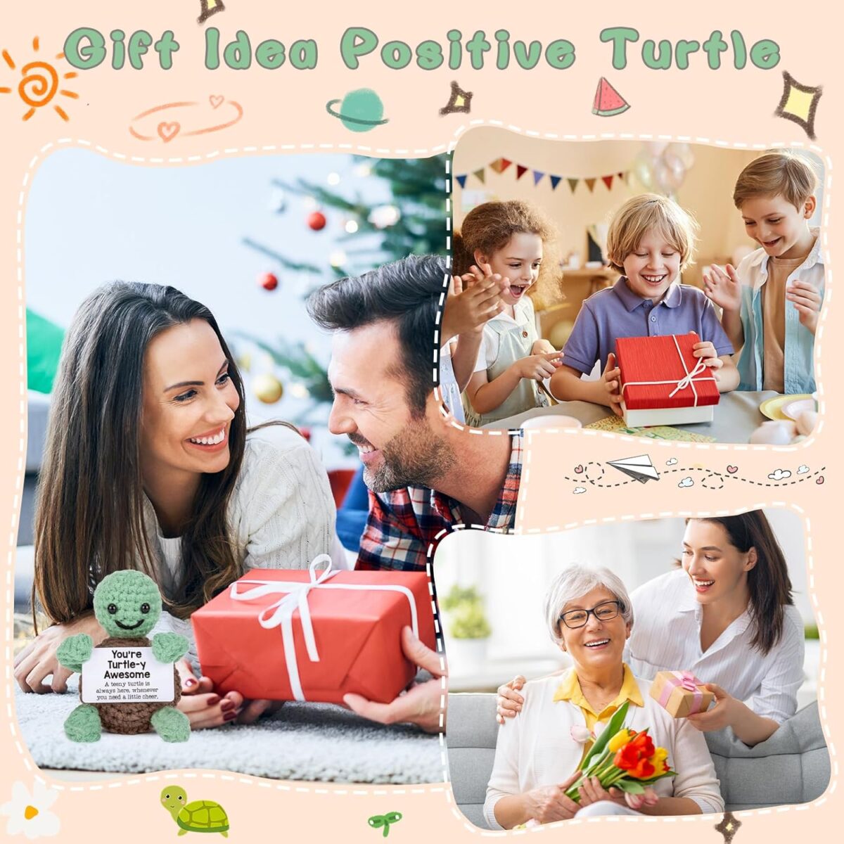 Mini Funny Turtle Easter Basket Essentials Stuffers for Teens Easter Gifts for Kids Teen Girls Boys, Birthday Gifts for Women Men Mothers Day Graduation Teacher Appreciation, Positive Emotional Turtle - Image 5