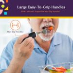 Special Supplies Adaptive Utensils (5-Piece Kitchen Set) Wide, Non-Weighted, Non-Slip Handles for Hand Tremors, Arthritis, Parkinson’s or Elderly Use - Stainless Steel (Black) - Image 3