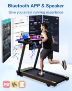 Foldable Treadmill with Auto Incline - 4 Hp 18.9 Inch Wide Treadmills for Home Seniors, 400 Lb Capacity, Backlit Knob Led Display, Shock Absorbent, Bluetooth App and Speaker, 12 Mph Speed - Image 6