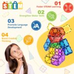 60 PCS Magnetic Building Tiles - Kids STEM Magnetic Blocks Sensory Toys Games for Boys & Girls Aged 3+, Brain Development Preschool Kindergarten Toddler Toys - Image 2