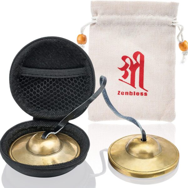 ZenBless Tibetan Tingsha Cymbals 2pcs, with Storage Box and Fabric Case,Meditation Brass Chime Bells for Spiritual Healing Mindfulness, Yoga Buddhist, Relaxation Musical Instruments