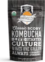 Fermentaholics ORGANIC Kombucha SCOBY With Twelve Ounces of Starter Tea - Live Starter Culture - Makes A One Gallon Batch - 1.5 Cups of Strong Mature Starter Tea - Brew Your Own Kombucha