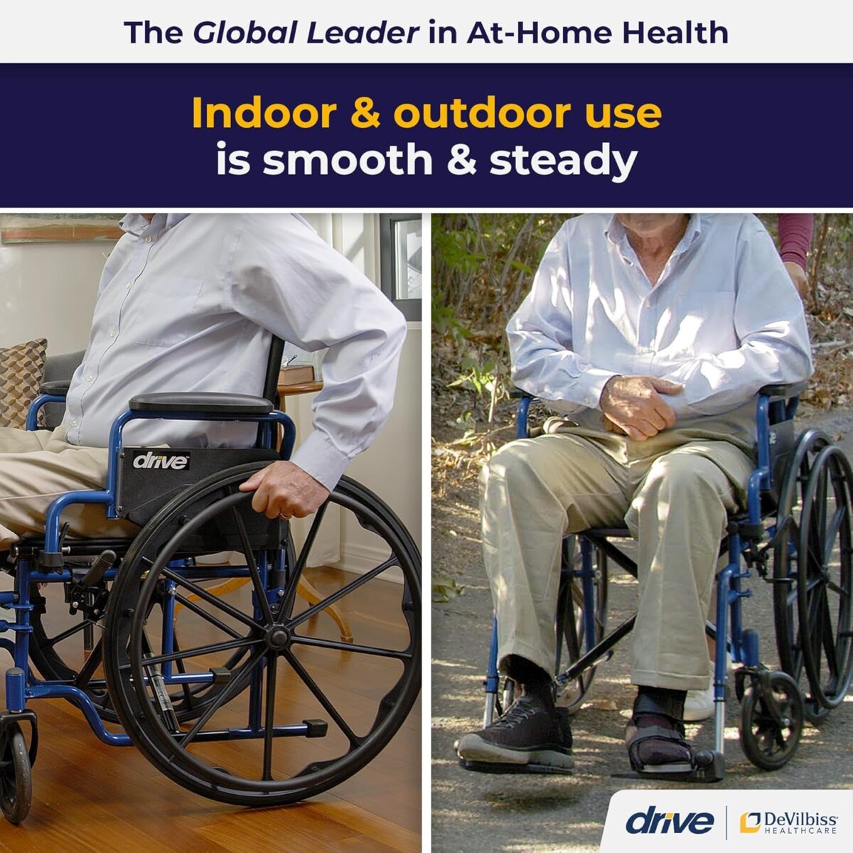 Drive Medical Blue Streak Wheelchair with Flip Back Desk Arms, Swing Away Footrests, 16 Inch Seat - Image 2