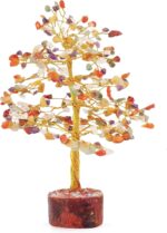 FASHIONZAADI Gemstone Money Tree Reiki Healing Chakra Balancing Handmade Bonsai Trees Spiritual Gift Aura Cleansing Good Luck Home Decor (Mix Chakra Golden Wire) - Image 8