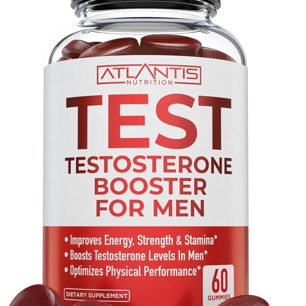 Atlantis Nutrition Testosterone Booster For Men Gummies - Male Enhancement, Boosts Energy, & Optimizes Physical Performance Formulated w/Tribulus, Horny Goat Weed, Saw Palmetto, Maca Root - 60 Gummies