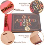Our Adventure Book Scrapbook Album 11.9 X 7.6 Inch 80pages,3d Retro Embossed Letter Hard Cover Movie Up,Memory Book For Couples,DIY Album for Anniversary,Wedding,Travelling,Friends,Family,Couple Gifts - Image 4