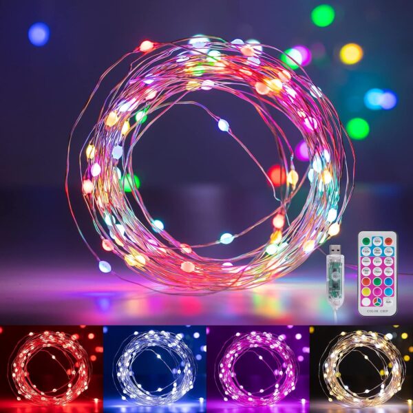 Minetom Fairy Lights Color Changing - 33FT 100 LED String Lights with Remote,11 Modes, USB Fairy Lights Indoor, Color Changing Easter Lights, Twinkle Fairy Lights for Bedroom Indoor Classroom