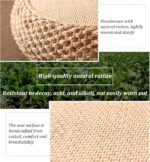 Seat Cushion, Tatami Floor Pillow Sitting Cushion, Round Sitting Padded Hand Woven Padded Knitted Straw Mat, Ottoman Footstool for Meditation, Zen, Yoga (19.69" Dia. x 6.70" H) - Image 3