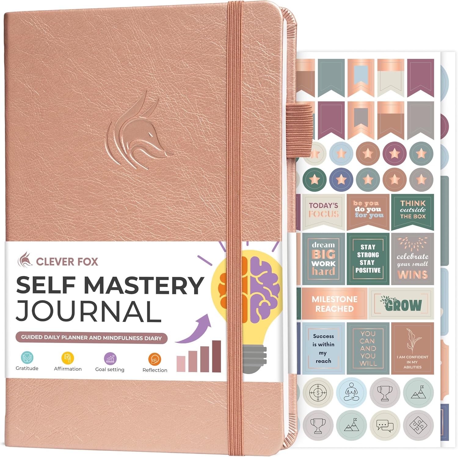 818RA4b2d5L._AC_SL1500_.jpg Clever Fox Self Mastery Journal – Guided Daily Reflection & Self Improvement Journal with Prompts – Journaling Notebook for Women & Men (Rose Gold) - Image 1