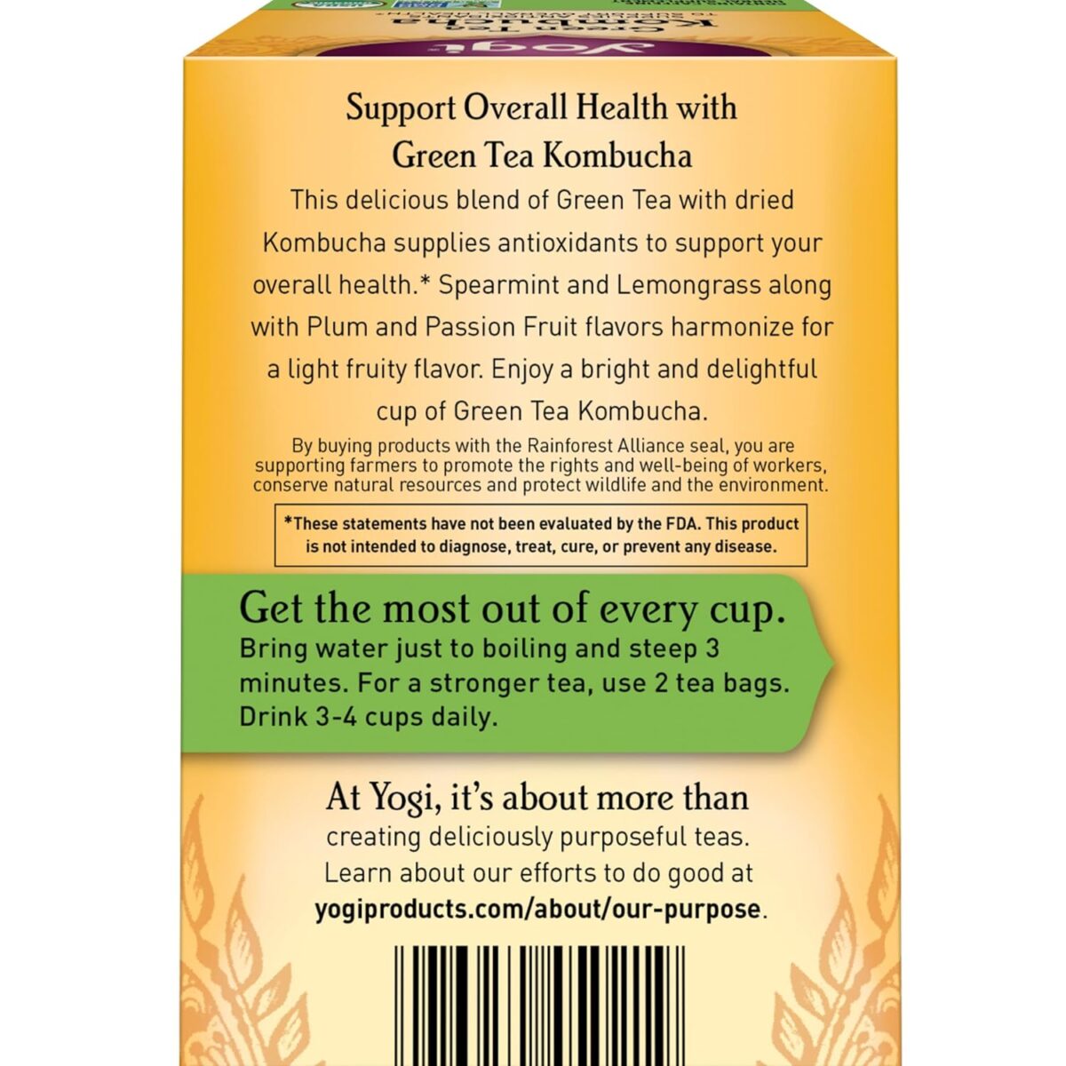 Yogi Tea - Green Tea Kombucha (6 Pack) - Supplies Antioxidants to Support Overall Health - Contains Caffeine - 96 Organic Green Tea Bags - Image 2