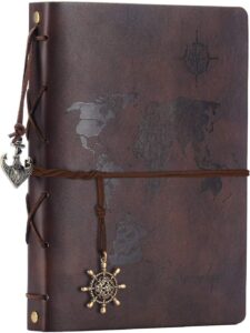 Scrapbook Album,ZEEYUAN Travel Album Leather Photo Album Vintage DIY Memory Photo Book 60 Pages Our Adventure Book Scrape Book