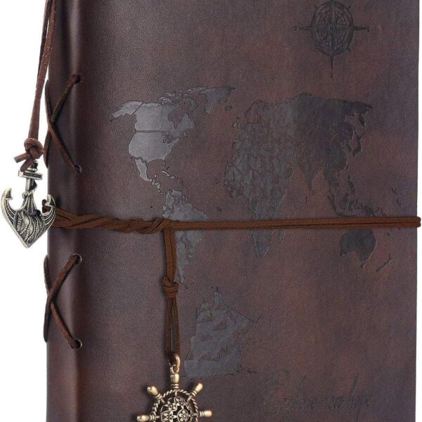 Scrapbook Album,ZEEYUAN Travel Album Leather Photo Album Vintage DIY Memory Photo Book 60 Pages Our Adventure Book Scrape Book