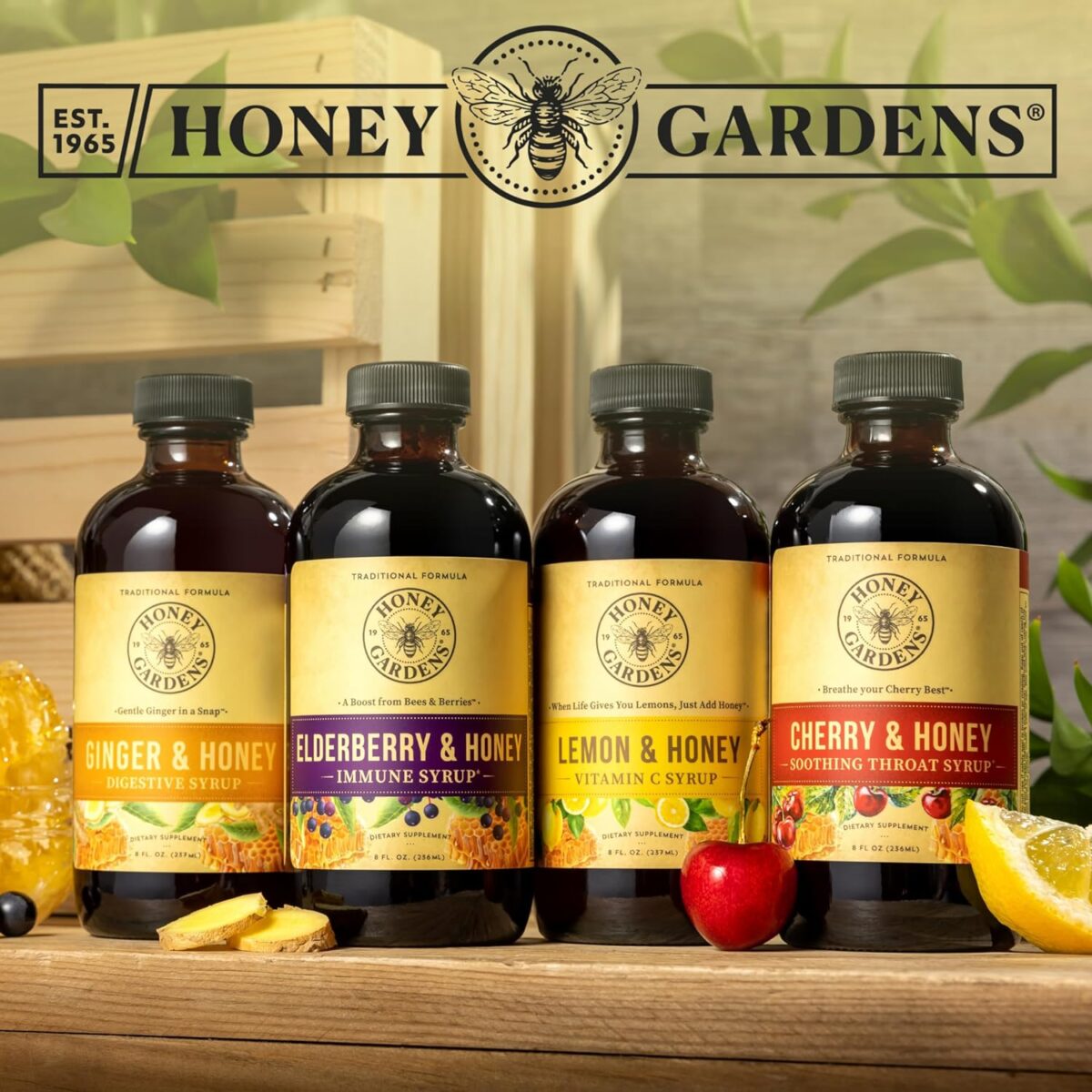 Honey Gardens Elderberry & Honey Immune Syrup - Black Elderberry Syrup for Adults & Kids, Natural Throat Defense Wellness Supplement with Propolis & Organic Apple Cider Vinegar - 8 Fl Oz - Image 6