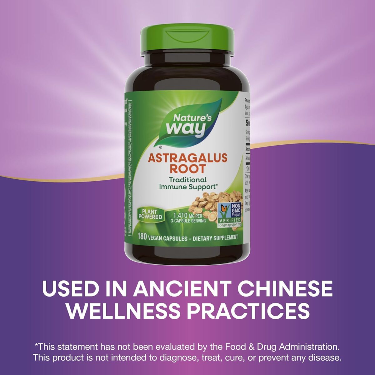 Nature's Way Astragalus Root - Astragalus Root Herbal Supplement - Traditional Immune Support* - Non-GMO Project Verified - Gluten & Dairy-Free - 180 Vegan Capsules - Image 5