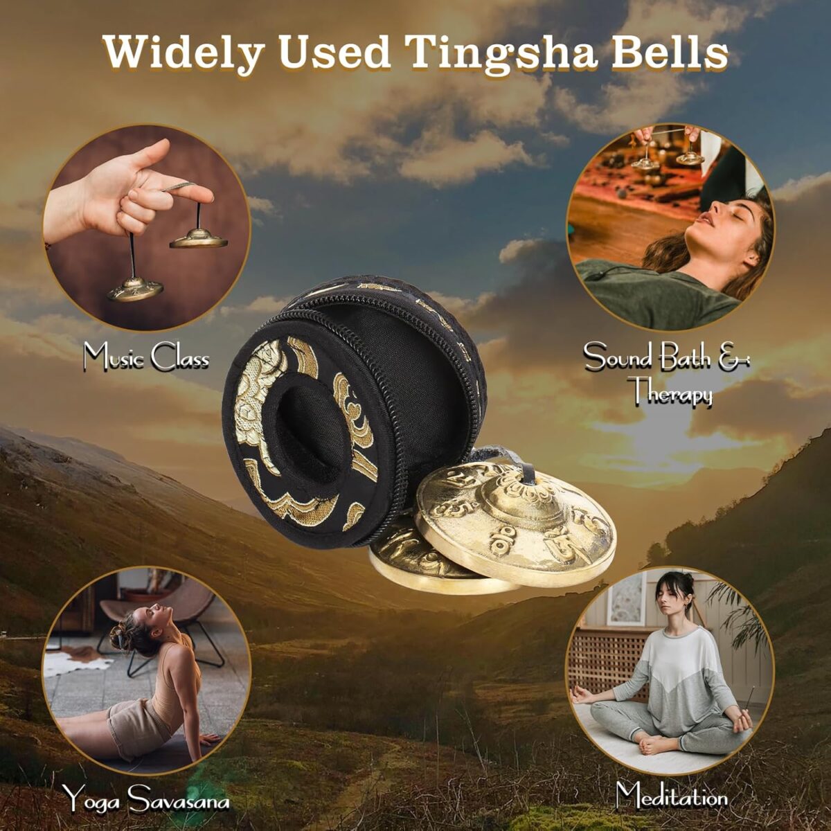 Tibetan Tingsha Cymbals - Om Mane Padme Hum - Meditation Bells for Spiritual Healing & Mindfulness - Perfect Spiritual Gift for Women (Black) - Image 7