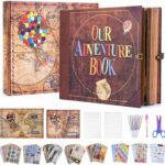 Adventure Book 148-Page DIY Handmade Scrapbook Kit - Embossed Leather Cover - Gift Boxed with Full DIY Accessories for Couples, Weddings, Anniversaries & More for Life’s Greatest Adventures