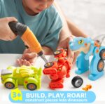 Dinosaur Toys, 3 Pack Take Apart Dinosaur Playset with Electric Drill, Transforming Construction Building Toys, Two-Way Switch, Play Cars for Boys Girls Kids, Christmas Birthday Gifts for Kids - Image 2