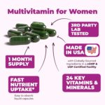 Multivitamin for Women - Daily Womens Multivitamin & Multimineral with Vitamin A, C, D, E, B12, Zinc, Iron. Essential Vitamins for Women for Energy, Focus, Hair Growth & Overall Health. 60 Liquid Caps - Image 4
