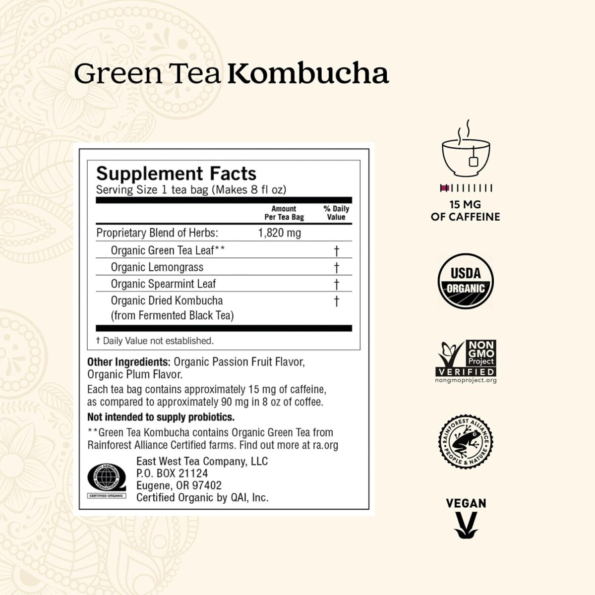 Yogi Tea - Green Tea Kombucha (6 Pack) - Supplies Antioxidants to Support Overall Health - Contains Caffeine - 96 Organic Green Tea Bags - Image 3