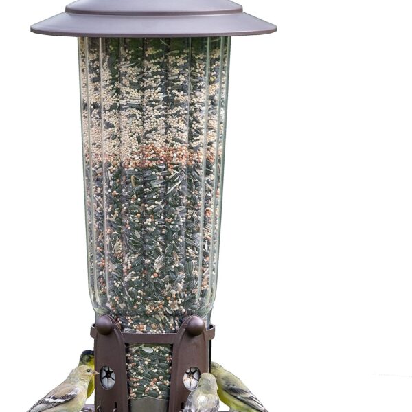 Perky-Pet 334-1SR Squirrel-Be-Gone Max Large Wild Bird Feeder with Flexports, Squirrel Proof Bird Feeder with Weight-Activated Perches - 4LB Seed Capacity