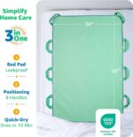 Improvia Positioning Bed Pad 34"x52" with 8 Reinforced Handles, Quick-Drying, Washable, Waterproof, Reusable, Mattress Protection, For Lifting, Turning, Transfering, Elderly and Incontinence patients. - Image 2