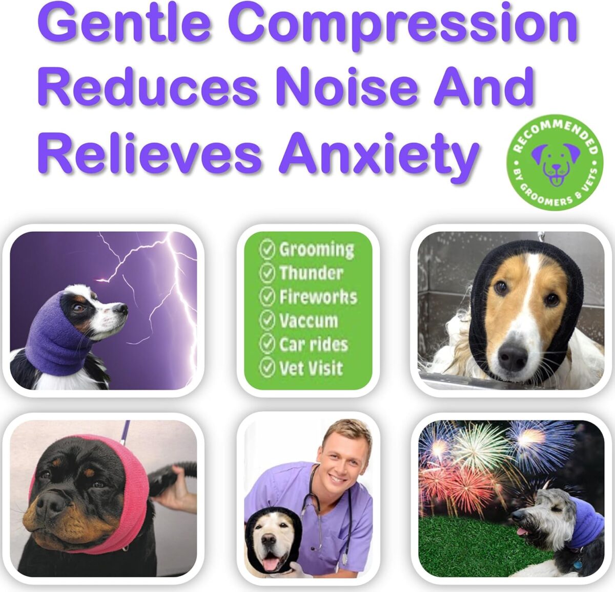 Happy Hoodie The Original Dog & Cat Calming Band, Anxiety Relief/Noise Protection-Grooming-Thunder-Fireworks (Large, Pink) - Image 3