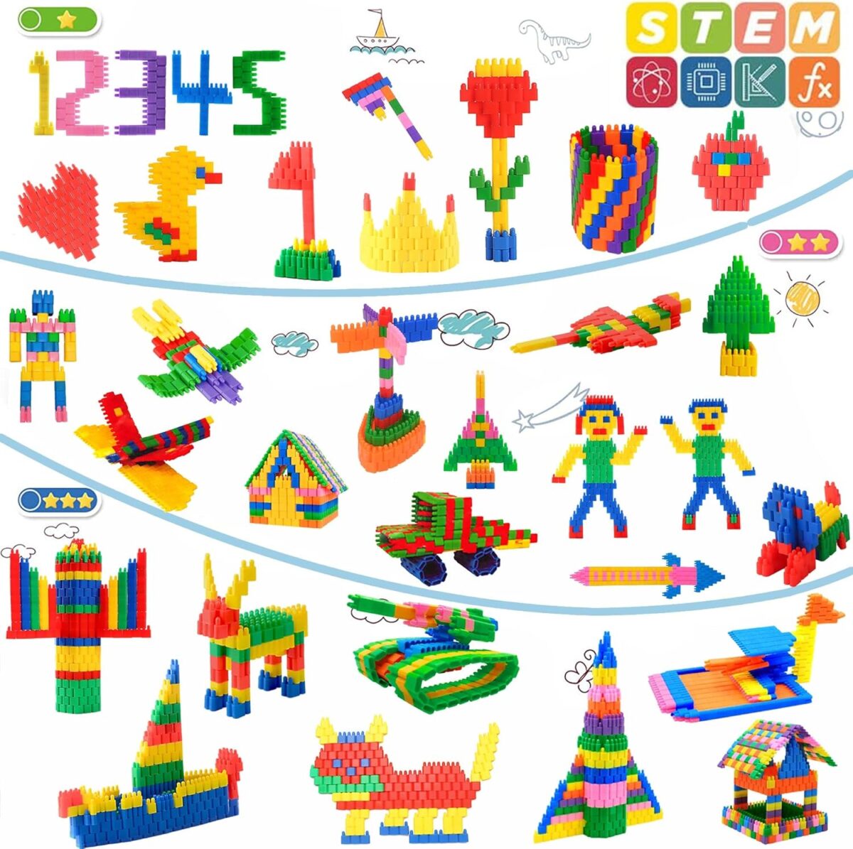 FUBAODA Kids 600pcs Set Building Blocks Construction Toy - Learning Playset STEM Educational Kit Child Branin Development Preschool Kindergarten Toy - Image 2
