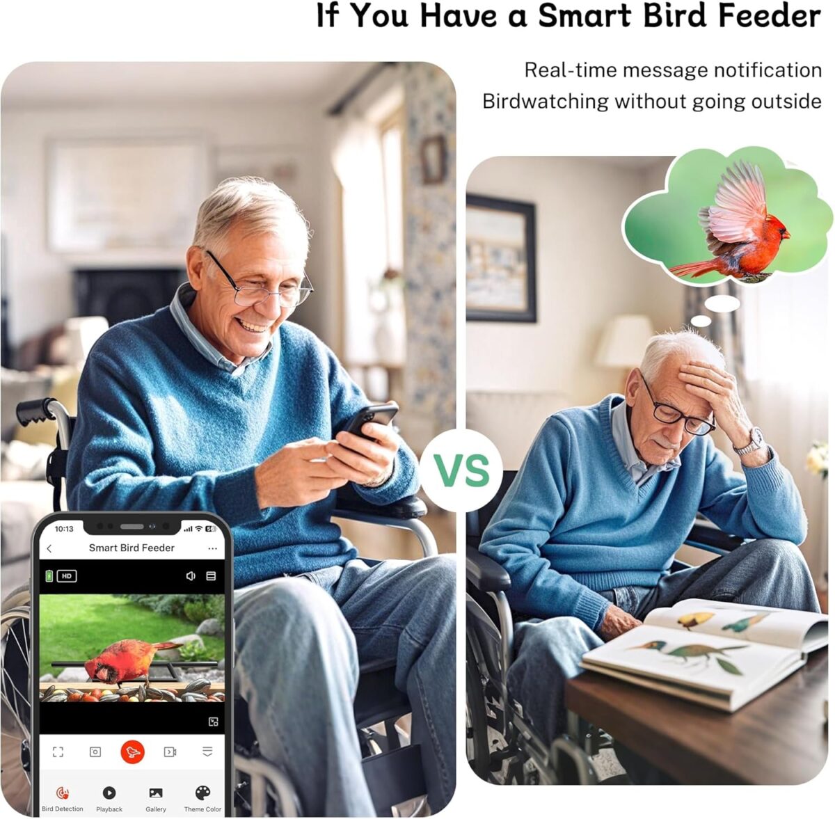 Bird Feeder with Camera, Upgraded 1.5L Smart Bird Feeder with AI Identify for 10000 Plus Bird Species, Auto Capture Bird & Real-time Notifications, Ideal Gift for Bird Lovers (Iron Roof) - Image 5