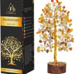 FASHIONZAADI Gemstone Money Tree Reiki Healing Chakra Balancing Handmade Bonsai Trees Spiritual Gift Aura Cleansing Good Luck Home Decor (Mix Chakra Golden Wire)