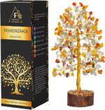 FASHIONZAADI Gemstone Money Tree Reiki Healing Chakra Balancing Handmade Bonsai Trees Spiritual Gift Aura Cleansing Good Luck Home Decor (Mix Chakra Golden Wire)