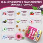 Immune Support Gummies with Echinacea, Sambucus Elderberry, Vitamin C + D3 + Zinc, Selenium, Magnesium, Daily Immunity Booster Multivitamin Gummies, for Boost Immunity, Power Antioxidant, Vegan 2 Pack - Image 3