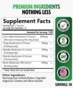 DMoose Fitness Lions Mane Mushroom Complex, 5 in 1 Adaptogenic Blend - Lionsmane, Chaga, Maitake, Shiitake & Reishi Extract Capsules - Nootropic Mushroom Supplement for Memory, Focus & Immune Support - Image 2
