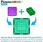 PicassoTiles Magnetic Brick Tiles STEM Creative Magnetic Tiles Building Block Set Building Brick Construction Toy Socket Spikes Toys Accessory Educational Imaginative Learning Kit Stacking Set - Image 2