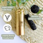 Vegan Bamboo Charcoal Dental Floss with Gold Stainless Steel Container, Made with Natural Candelilla Wax, with 30M x2 Floss Refill, Peppermint, Zero Waste Eco Friendly Products - Image 5