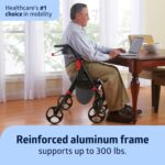 Medline Premium Empower Rollator Walker with Memory Foam Seat, Gray & Black, 300 lb. Weight Capacity, 8” Wheels, Microban* Technology, Cupholder, Rolling Walker for Mobility Impairment - Image 2