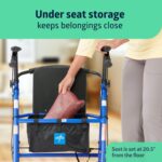 Medline Steel Rollator Walker for Adult Mobility Impairment, Blue, 350 lb. Weight Capacity, 8” Wheels, Foldable, Adjustable Handles, Rolling Walker for Seniors - Image 5