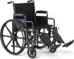 Medline Comfortable Folding Wheelchair with Swing-Back, Desk-Length Arms and Elevating Footrests, 18”W x 16”D Seat