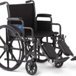 Medline Comfortable Folding Wheelchair with Swing-Back, Desk-Length Arms and Elevating Footrests, 18”W x 16”D Seat