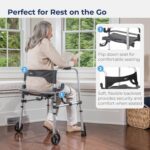 Drive Medical 10233 Clever Lite Foldable Rollator Walker, Gray - Image 5