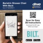 Drive Medical 12021KD-1 Bariatric Heavy Duty Bathroom Bench with Back, Gray - Image 7