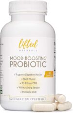 Lifted Naturals Mood Boosting Probiotic 30 Billion CFU - Mood Support Supplement, Prebiotics and Probiotics for Women & Men, Acidophilus Lactobacillus Probiotic, Shelf Stable & Non-GMO, 60 Capsules