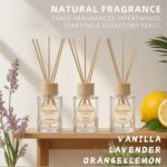 binca vidou Reed Diffuser Set, Lavender Vanilla Orange & Lemon Natural Scent Oil Diffusers with Sticks for Home Office Bathroom Aromatherapy Decor 2.7oz x 3 - Image 2