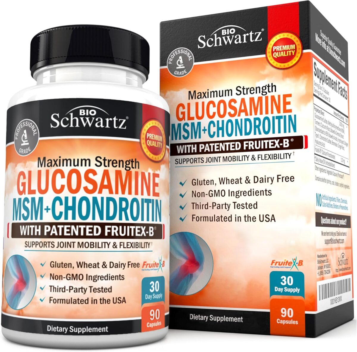 Glucosamine Chondroitin MSM Joint Support Supplement - FSA HSA Approved - Collagen Peptides, Turmeric and Ginger, Hyaluronic Acid, Glucosamine Chondroitin Sulfate - Gluten Free, Non GMO, 180 Capsules - Image 1