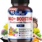 NAD+ Supplement with Nicotinamide Riboside NR, Trans Resveratrol, Quercetin - Support Cellular Energy, Longevity, Healthy Aging *USA Made & Tested* (90 Count (Pack of 1))