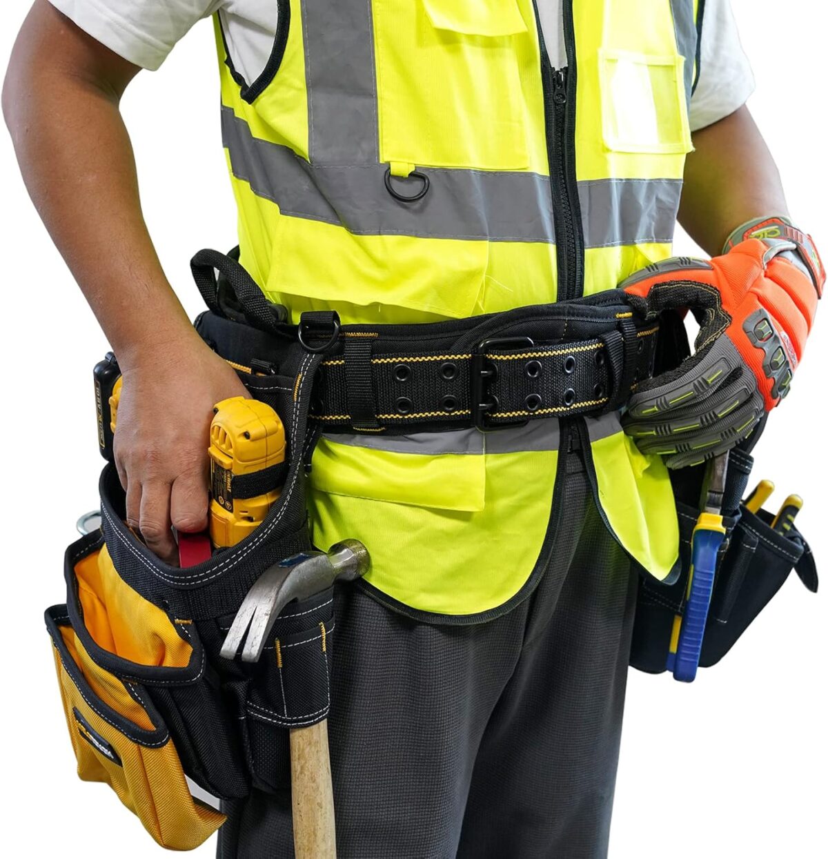 MELOTOUGH Padded Electrician Tool Belt Tradesman Pro Padded Tool Belt With Back Support Heavy Foam Padding Carrying Handle,4 Suspenders D ring hook (XXL) - Image 6