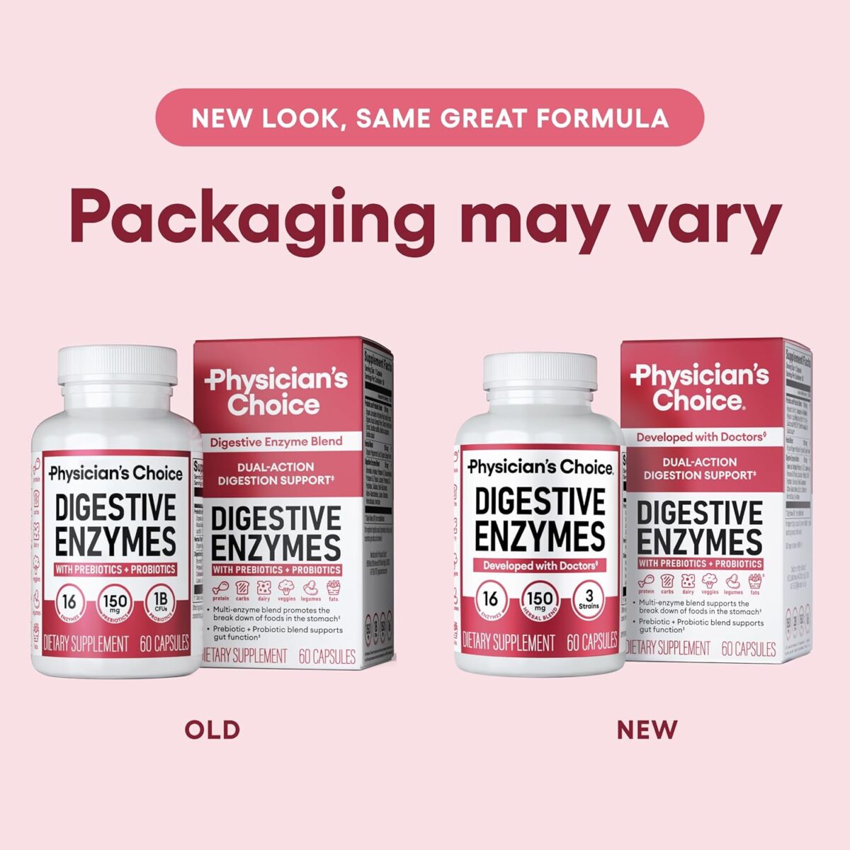 Physician's CHOICE Digestive Enzymes - Multi Enzymes, Bromelain, Organic Prebiotics & Probiotics for Digestive Health & Gut Health - Bloating & Meal Time Discomfort - Dual Action - All Diets - 30 CT - Image 6